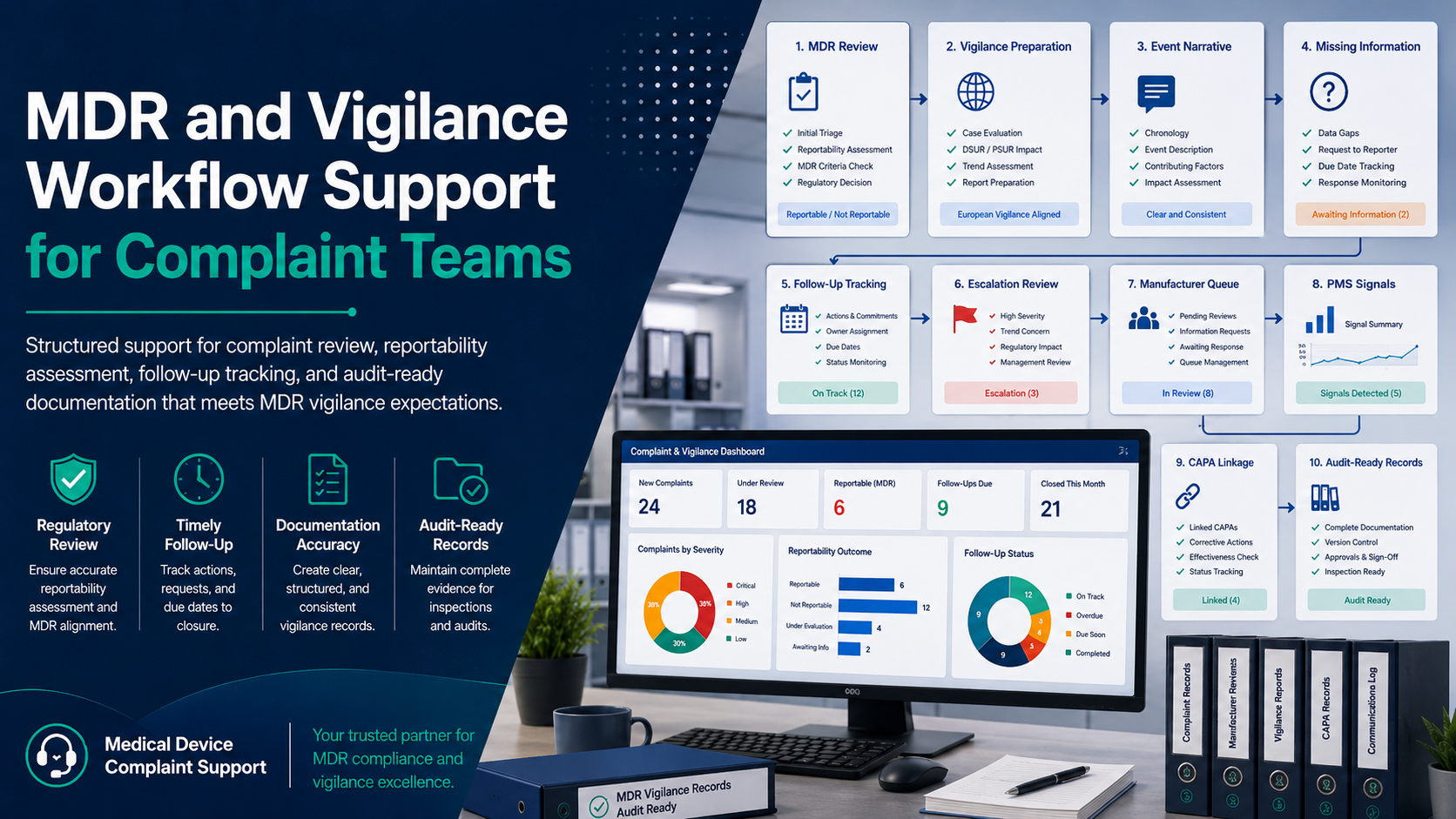 MDR and vigilance workflow support for medical device complaint teams